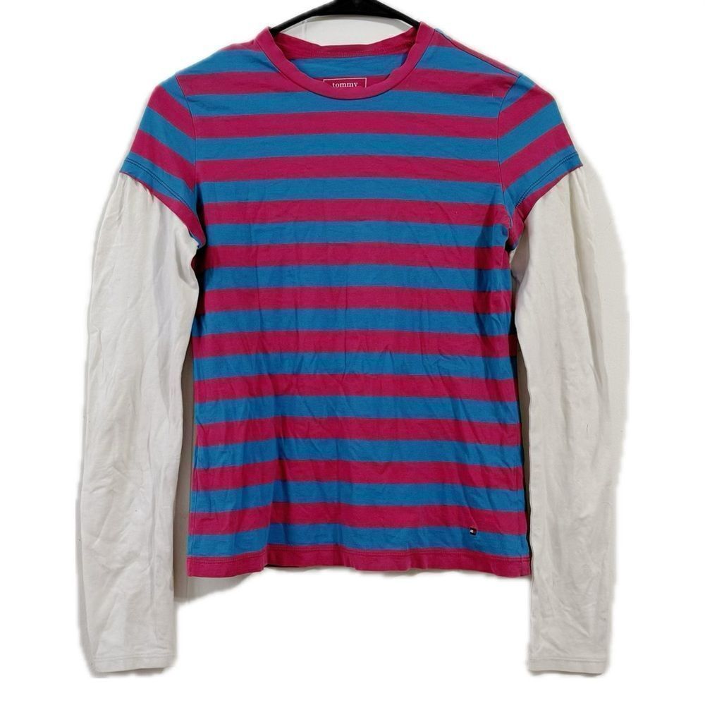 Tommy Hilfiger Blue‎ and Pink Long Sleeve Tee